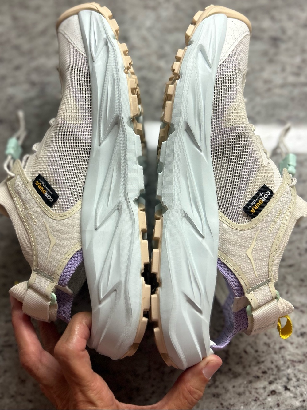 Hoka Hopara 2  Beige Trail/Hiking Sandal with Mint and Yellow Accents size 8.5 - Picture 8 of 12